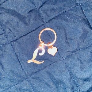 Gold Initial and Heart Keychain
